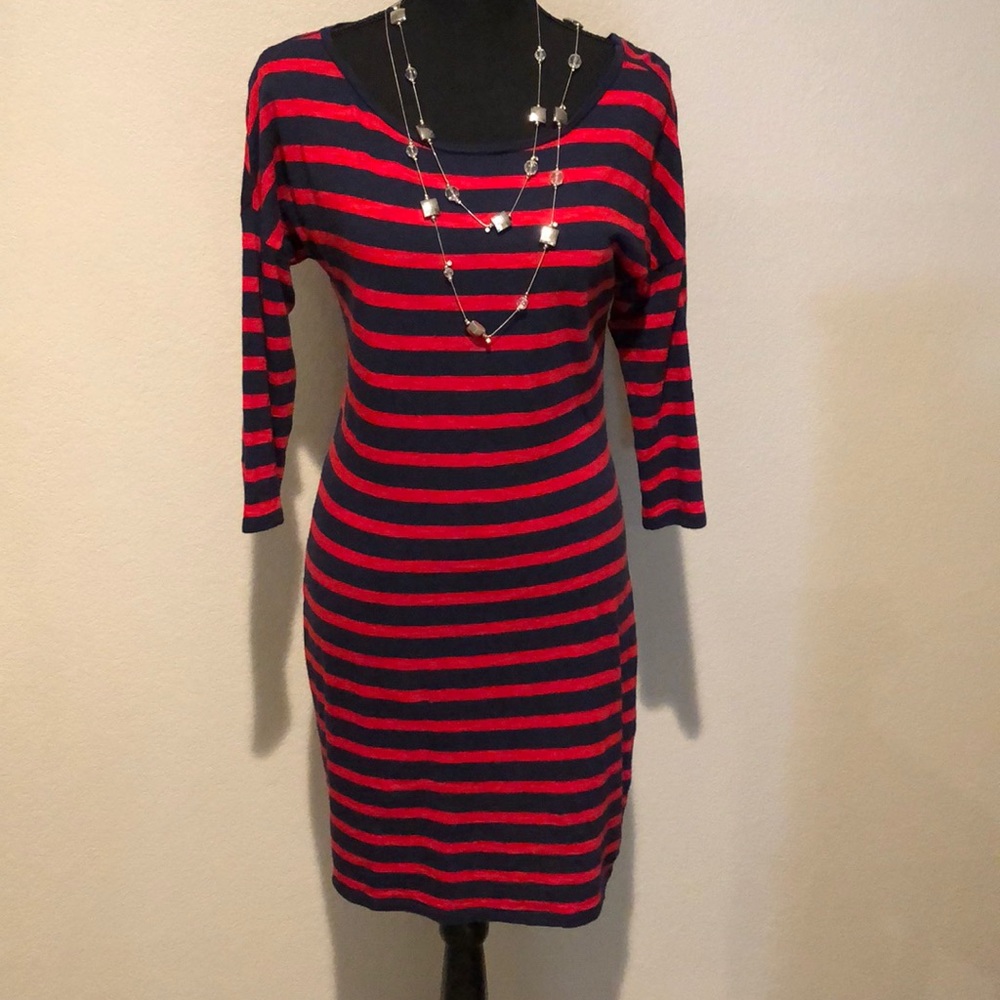 Express Red & Navy Blue Dress